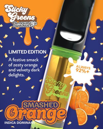 Sticky Greens Smashed Orange Liquid Diamonds 1g Prefilled Vape Cartridge